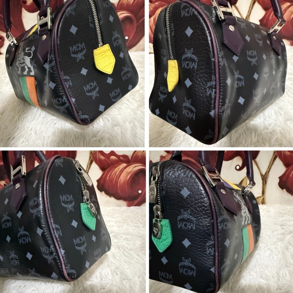 MCM Princess Lion Boston Black / Multi Color Handbag (EUC) - Picture 11 of 13